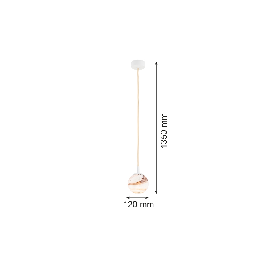 Argon 8451 - Ljuskrona med textilsladd ALMIROS 1xE14/7W/230V diameter 12 cm alabaster vit/guld