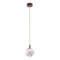 Argon 8452 - Ljuskrona med textilsladd ALMIROS 1xE14/7W/230V diameter 12 cm alabaster brun/guld