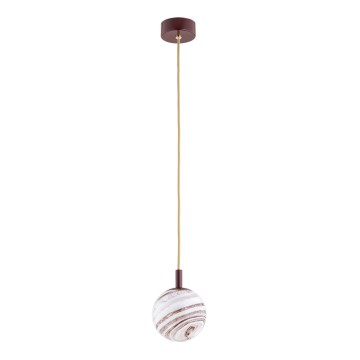 Argon 8452 - Ljuskrona med textilsladd ALMIROS 1xE14/7W/230V diameter 12 cm alabaster brun/guld