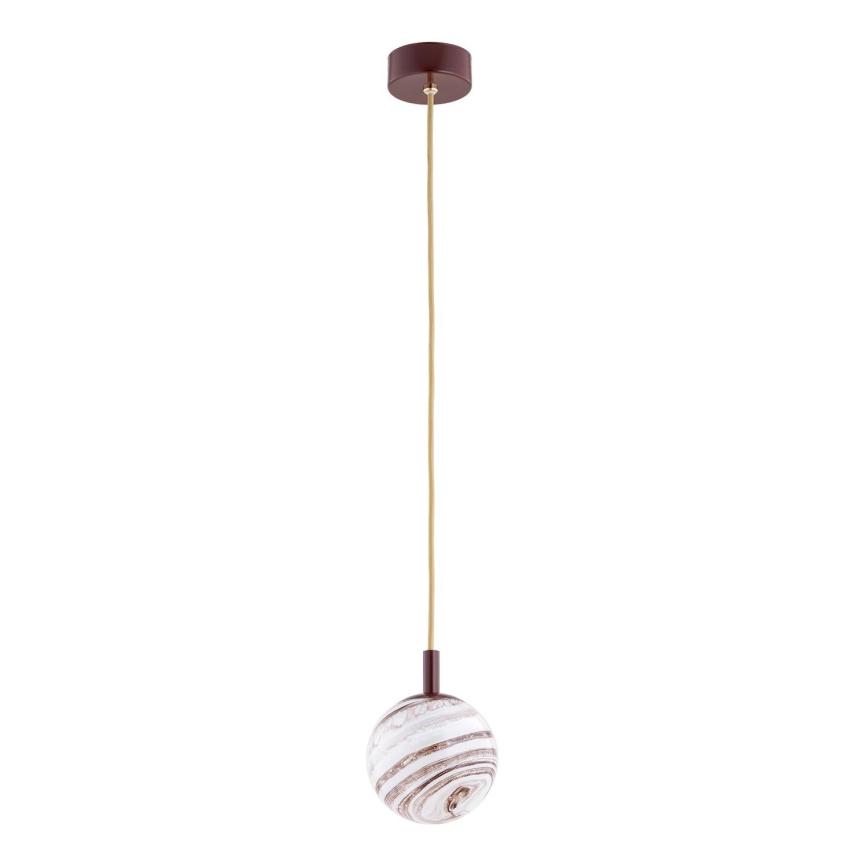 Argon 8452 - Ljuskrona med textilsladd ALMIROS 1xE14/7W/230V diameter 12 cm alabaster brun/guld