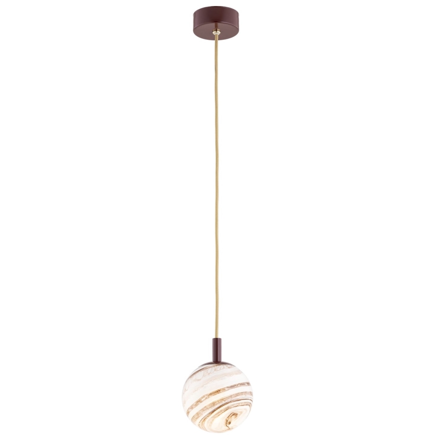 Argon 8452 - Ljuskrona med textilsladd ALMIROS 1xE14/7W/230V diameter 12 cm alabaster brun/guld