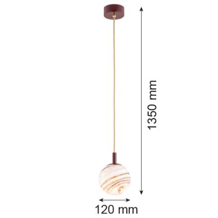 Argon 8452 - Ljuskrona med textilsladd ALMIROS 1xE14/7W/230V diameter 12 cm alabaster brun/guld