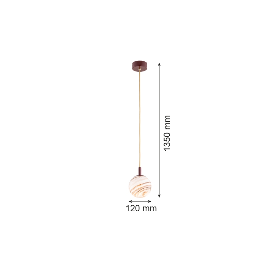 Argon 8452 - Ljuskrona med textilsladd ALMIROS 1xE14/7W/230V diameter 12 cm alabaster brun/guld