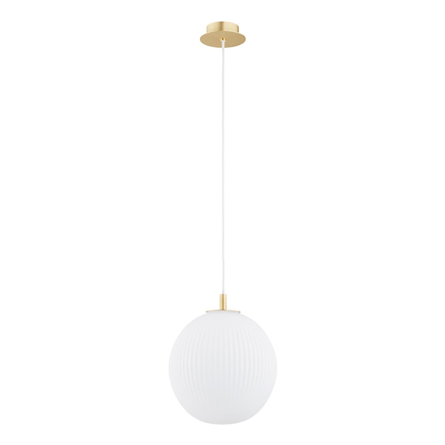 Argon 8507 - Ljuskrona med textilsladd PALOMA 1xE27/15W/230V diameter 25 cm guld/vit