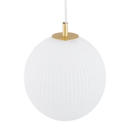 Argon 8507 - Ljuskrona med textilsladd PALOMA 1xE27/15W/230V diameter 25 cm guld/vit