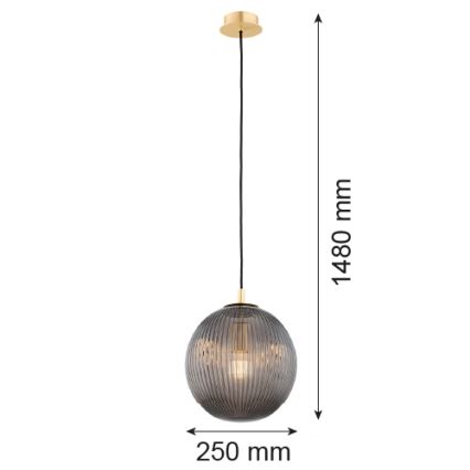 Argon 8513 - Ljuskrona med textilsladd PALOMA 1xE27/15W/230V diameter 25 cm guld/svart