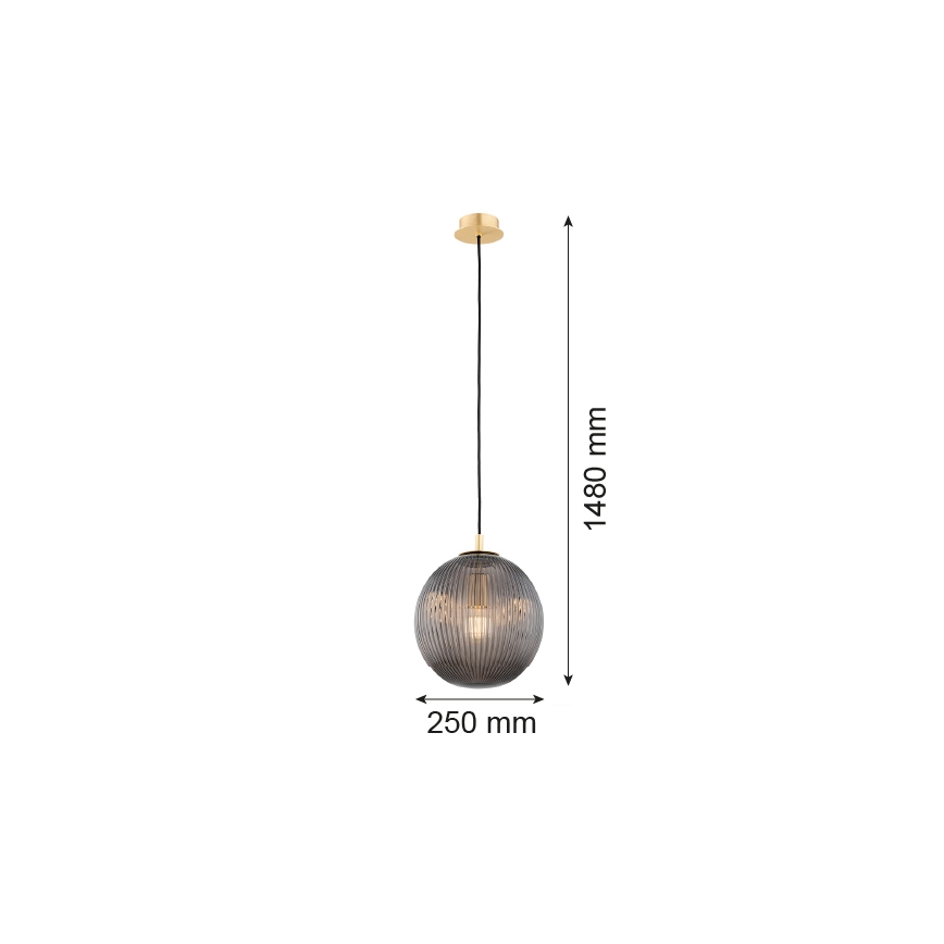Argon 8513 - Ljuskrona med textilsladd PALOMA 1xE27/15W/230V diameter 25 cm guld/svart