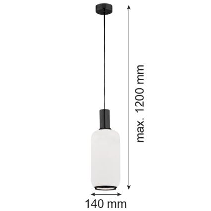 Argon 8563 - Ljuskrona med textilsladd SAGUNTO PLUS 1xE27/15W/230V diameter 14 cm svart