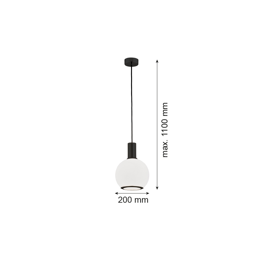 Argon 8564 - Ljuskrona med textilsladd SAGUNTO PLUS 1xE27/15W/230V diameter 20 cm svart