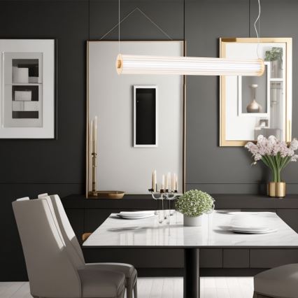 Argon 8624 - LED ljuskrona med textilsladd HAMPTON LED/90W/230V 3000K 120 cm mässing