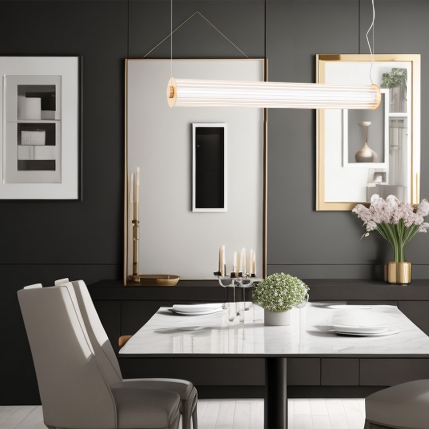 Argon 8624 - LED ljuskrona med textilsladd HAMPTON LED/90W/230V 3000K 120 cm mässing