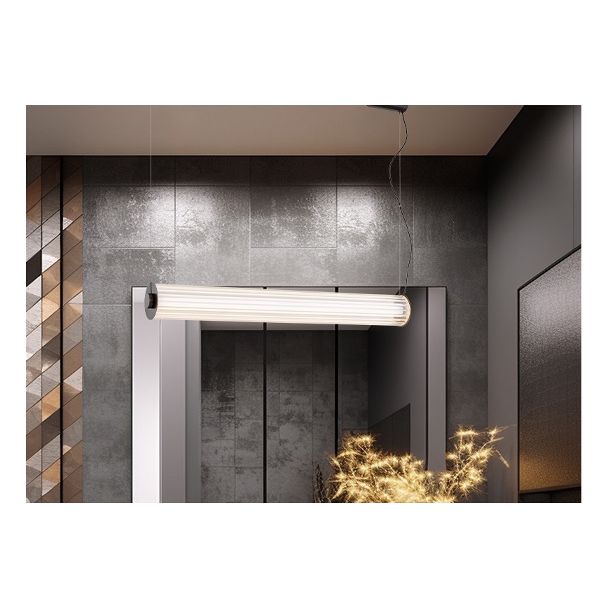 Argon 8625 - LED ljuskrona med textilsladd HAMPTON LED/90W/230V 3000K 120 cm svart