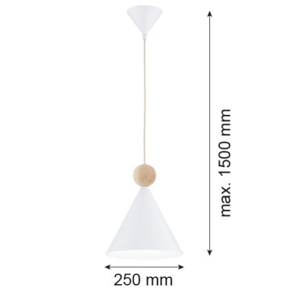 Argon 8629 - Ljuskrona med textilsladd KEGEL 1xE27/15W/230V vit