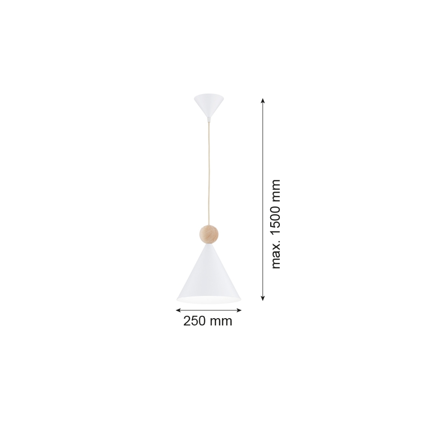 Argon 8629 - Ljuskrona med textilsladd KEGEL 1xE27/15W/230V vit