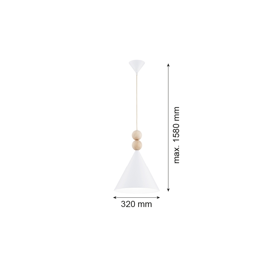 Argon 8632 - Ljuskrona med textilsladd KEGEL 1xE27/15W/230V vit