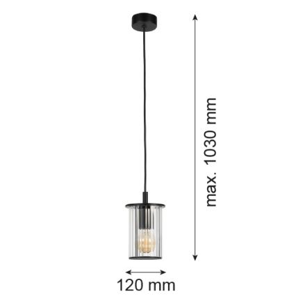 Argon 8751 - Ljuskrona med textilsladd för utomhusbruk NORFOLK 1xE27/15W/230V IP44 svart