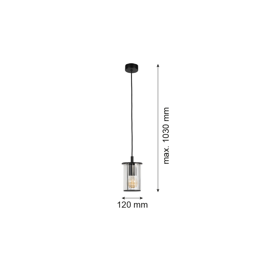 Argon 8751 - Ljuskrona med textilsladd för utomhusbruk NORFOLK 1xE27/15W/230V IP44 svart