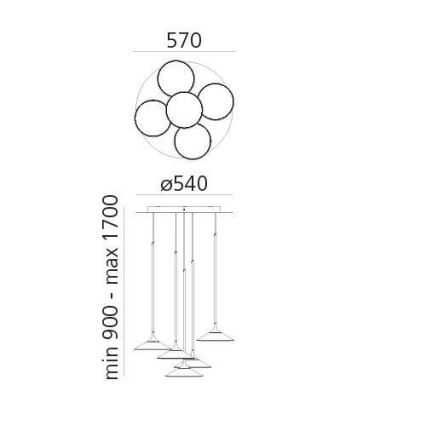 Artemide 0355030A - LED ljusreglerad ljuskrona på textilsladd ORSA CLUSTER LED/37W/230V 3000K