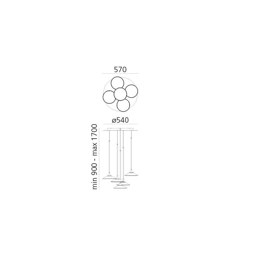 Artemide 0355030A - LED ljusreglerad ljuskrona på textilsladd ORSA CLUSTER LED/37W/230V 3000K