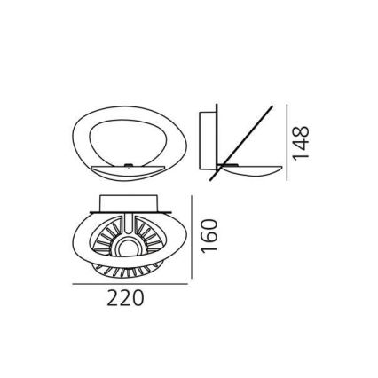 Artemide 1248020A - LED ljusreglerad vägglampa PIRCE LED/27W/230V 3000K guld