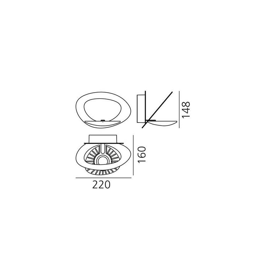 Artemide 1248020A - LED ljusreglerad vägglampa PIRCE LED/27W/230V 3000K guld