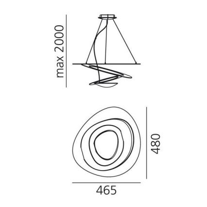 Artemide 1249020A - LED ljusreglerad ljuskrona på textilsladd PIRCE LED/27W/230V 3000K guld