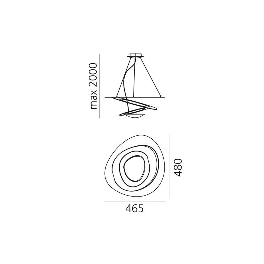 Artemide 1249020A - LED ljusreglerad ljuskrona på textilsladd PIRCE LED/27W/230V 3000K guld