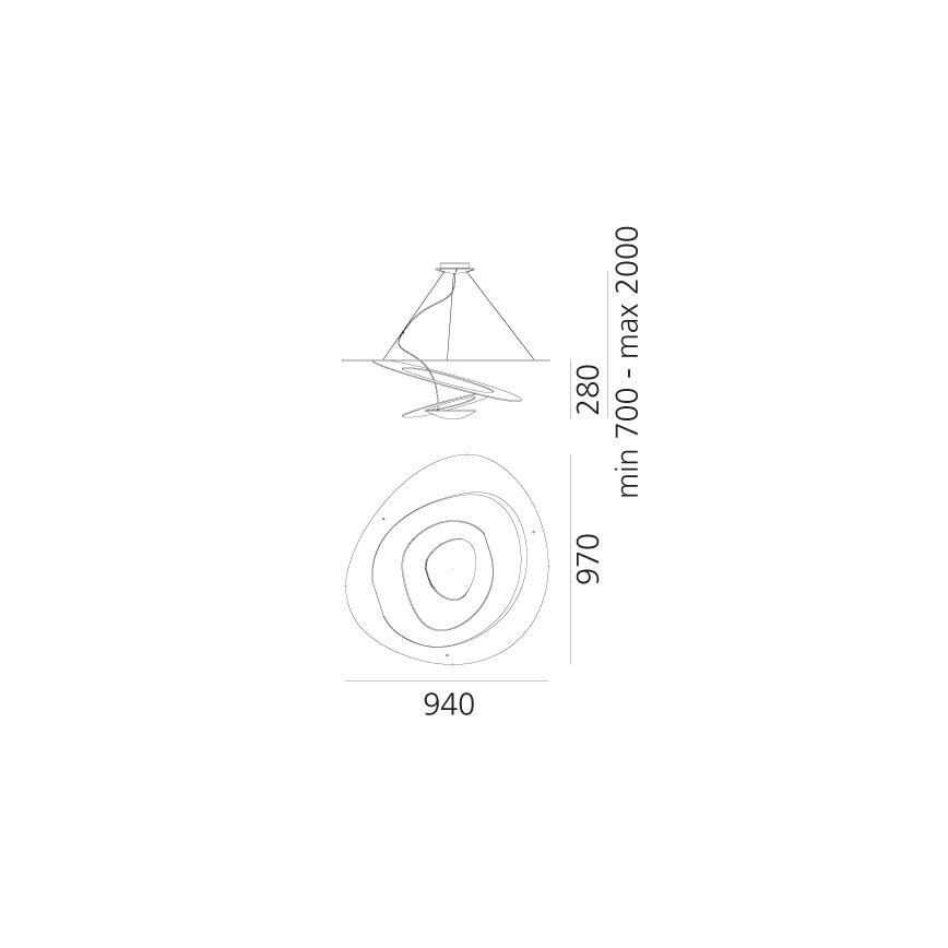 Artemide 1254120A - LED ljusreglerad ljuskrona på textilsladd PIRCE LED/44W/230V 3000K guld