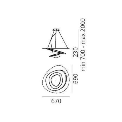 Artemide 1256110A - LED ljusreglerad ljuskrona på textilsladd PIRCE LED/44W/230V 3000K vit