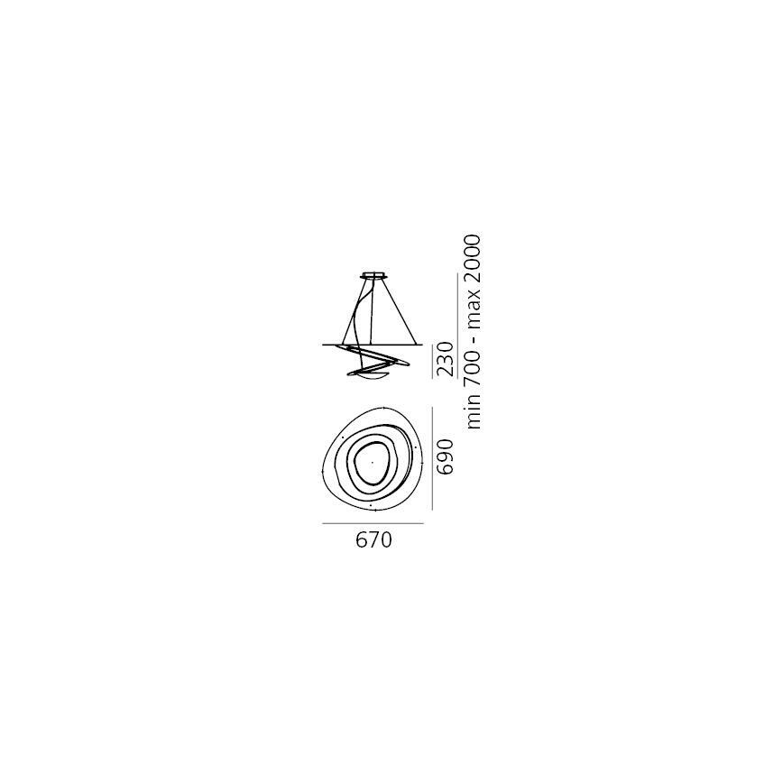 Artemide 1256120A - LED ljusreglerad ljuskrona på textilsladd PIRCE LED/44W/230V 3000K guld
