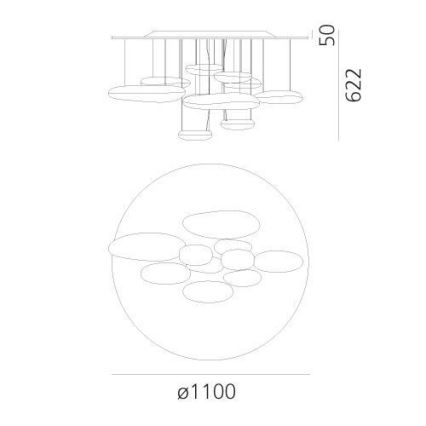 Artemide 1366110A - Dimbar LED ytmonterad ljuskrona MERCURY LED/58W/230V 3000K