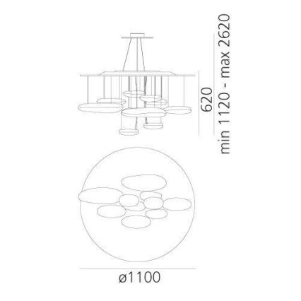 Artemide 1367110A - LED ljusreglerad ljuskrona på textilsladd MERCURY LED/58W/230V 3000K