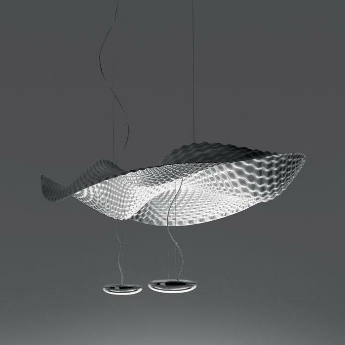 Artemide 1513010A - Ljuskrona med textilsladd COSMIC ÄNGEL 2xR7s/11W/230V skinande krom