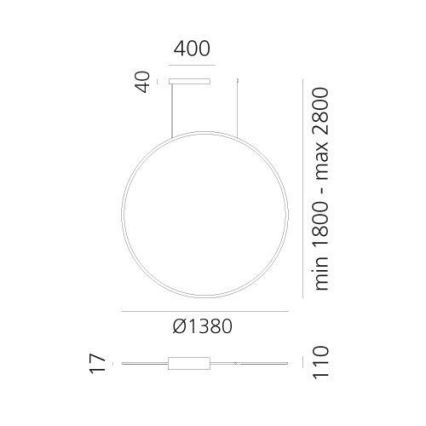 Artemide 1994330APP - LED RGBW Ljusreglerad ljuskrona på textilsladd DISCOVERY LED/79W/230V 2700-6500K svart