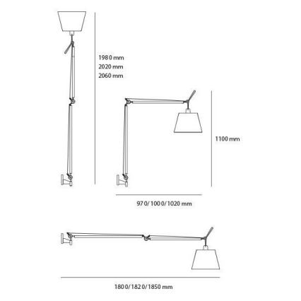 Artemide AR 0564010A+AR 0780030A+AR 0779010A - Golvlampa 1xE27/150W/230V