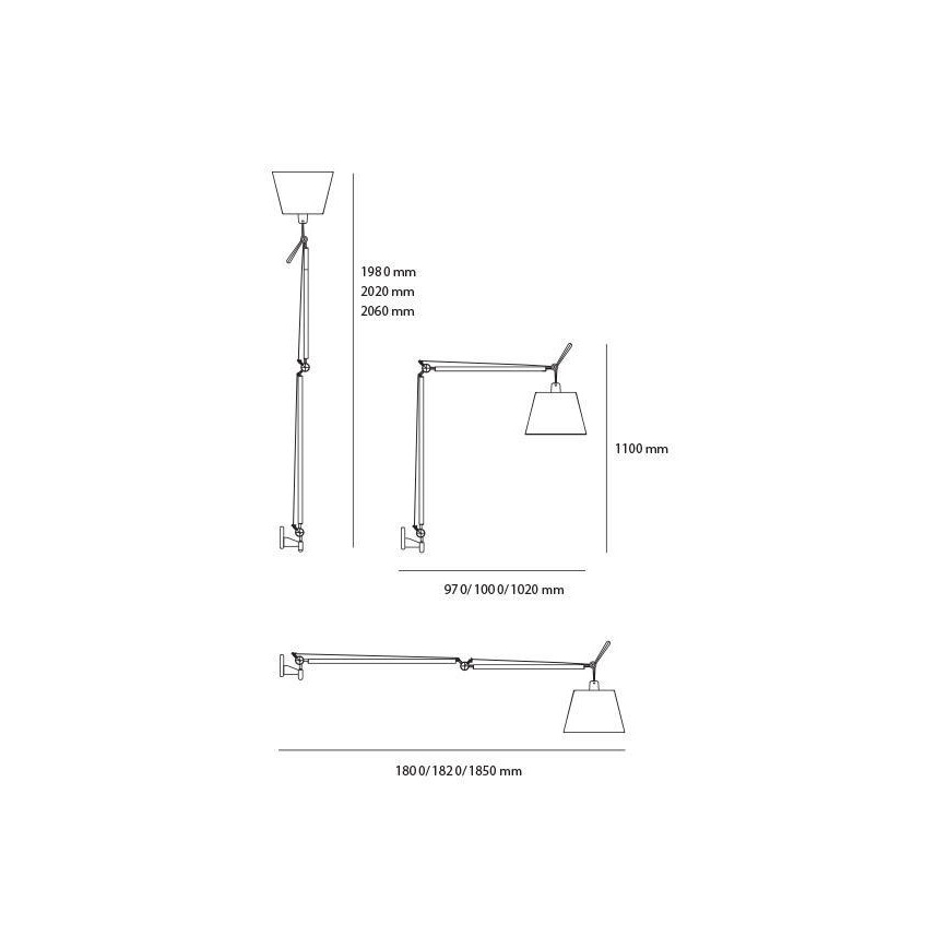 Artemide AR 0564010A+AR 0780030A+AR 0779010A - Golvlampa 1xE27/150W/230V