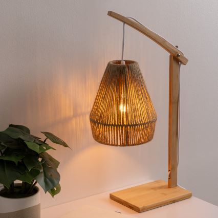 Atmosphera - Bordslampa KARLA 1xE27/40W/230V bambu
