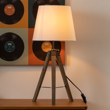 Atmosphera - Bordslampa RUNO 1xE27/25W/230V trä/vit