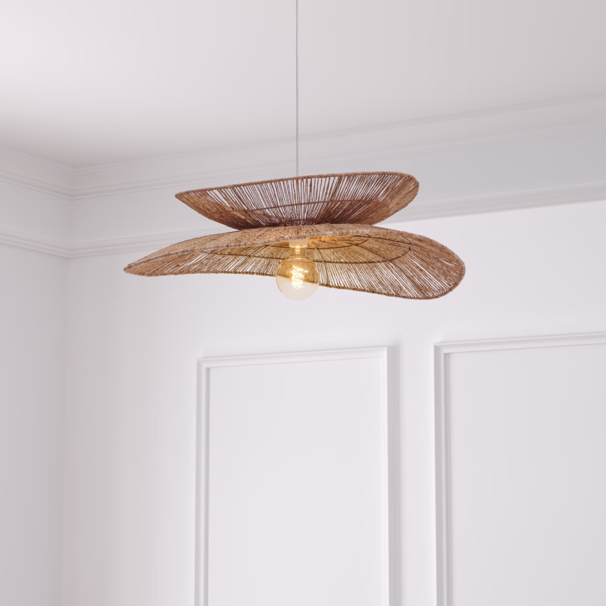 Atmosphera - Ljuskrona med textilsladd ALARA 1xE27/40W/230V jute