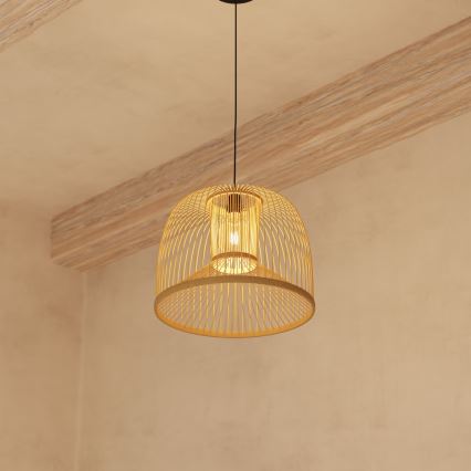 Atmosphera - Ljuskrona med textilsladd AMY 1xE27/40W/230V bambu