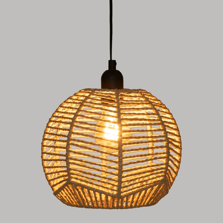 Atmosphera - Ljuskrona med textilsladd CAREN 1xE27/40W/230V jute