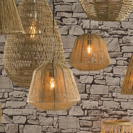 Atmosphera - Ljuskrona med textilsladd JILY 1xE27/40W/230V jute beige