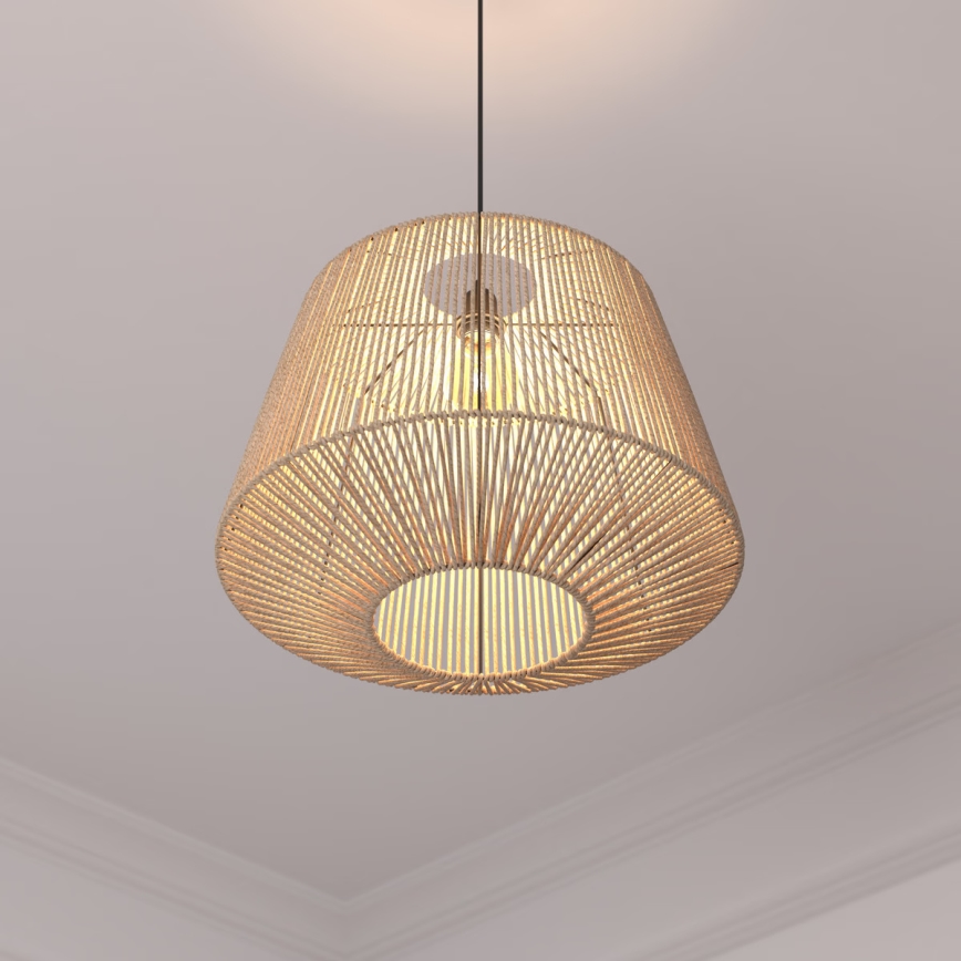 Atmosphera - Ljuskrona med textilsladd JILY 1xE27/40W/230V jute