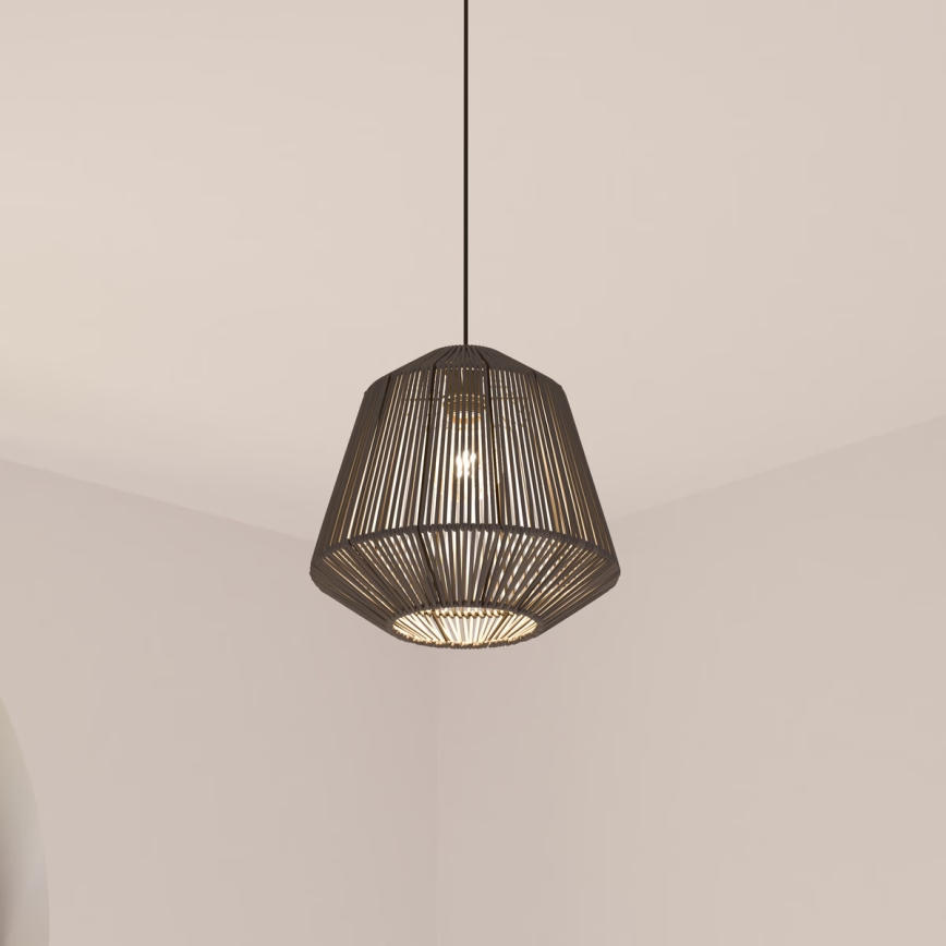 Atmosphera - Ljuskrona med textilsladd JILY 1xE27/40W/230V jute svart