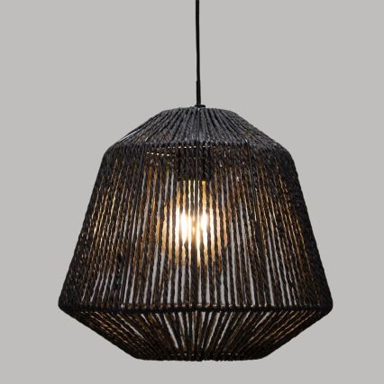 Atmosphera - Ljuskrona med textilsladd JILY 1xE27/40W/230V jute svart