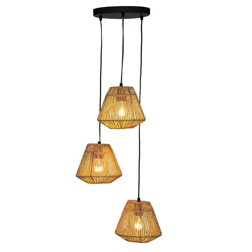 Atmosphera - Ljuskrona med textilsladd JILY 3xE27/40W/230V jute