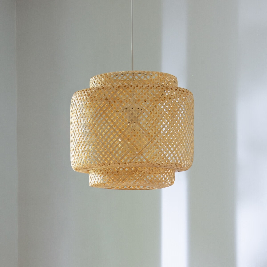 Atmosphera - Ljuskrona med textilsladd LIBY 1xE27/40W/230V bambu