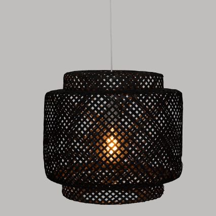 Atmosphera - Ljuskrona med textilsladd LIBY 1xE27/40W/230V bambu/svart