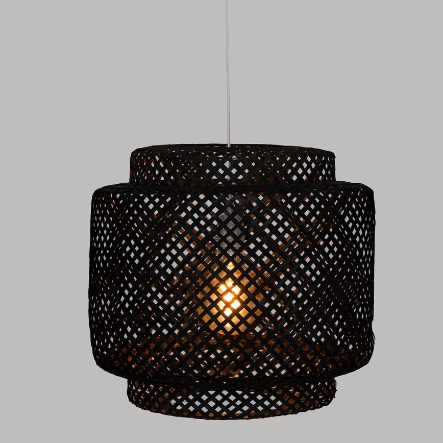 Atmosphera - Ljuskrona med textilsladd LIBY 1xE27/40W/230V bambu/svart