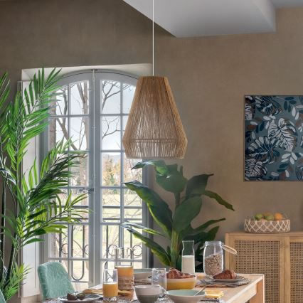Atmosphera - Ljuskrona med textilsladd PALM 1xE27/40W/230V jute